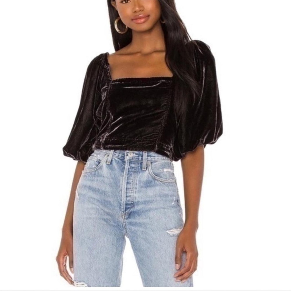 X SOLD X NWT Free People Black Velvet Top - Picture 4 of 6